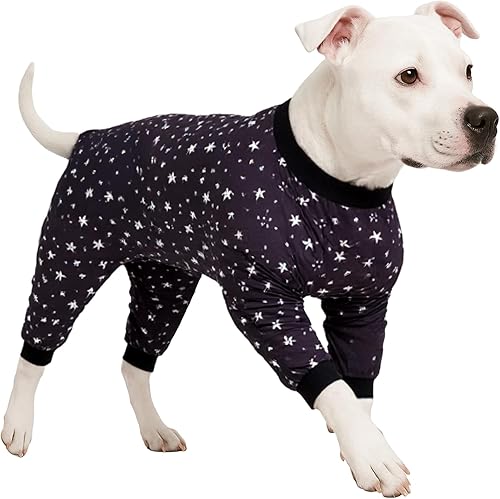 LovinPet Ropa para perros Pijama acogedora de Lucky Stars para perros, ajuste delgado, pijama ligera sin botones, pijama de cobertura completa para