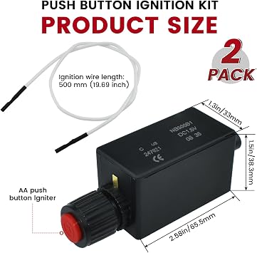 1 Pack Electronic Push Button Ignition with 20 inch (500 mm) Ignition Wire