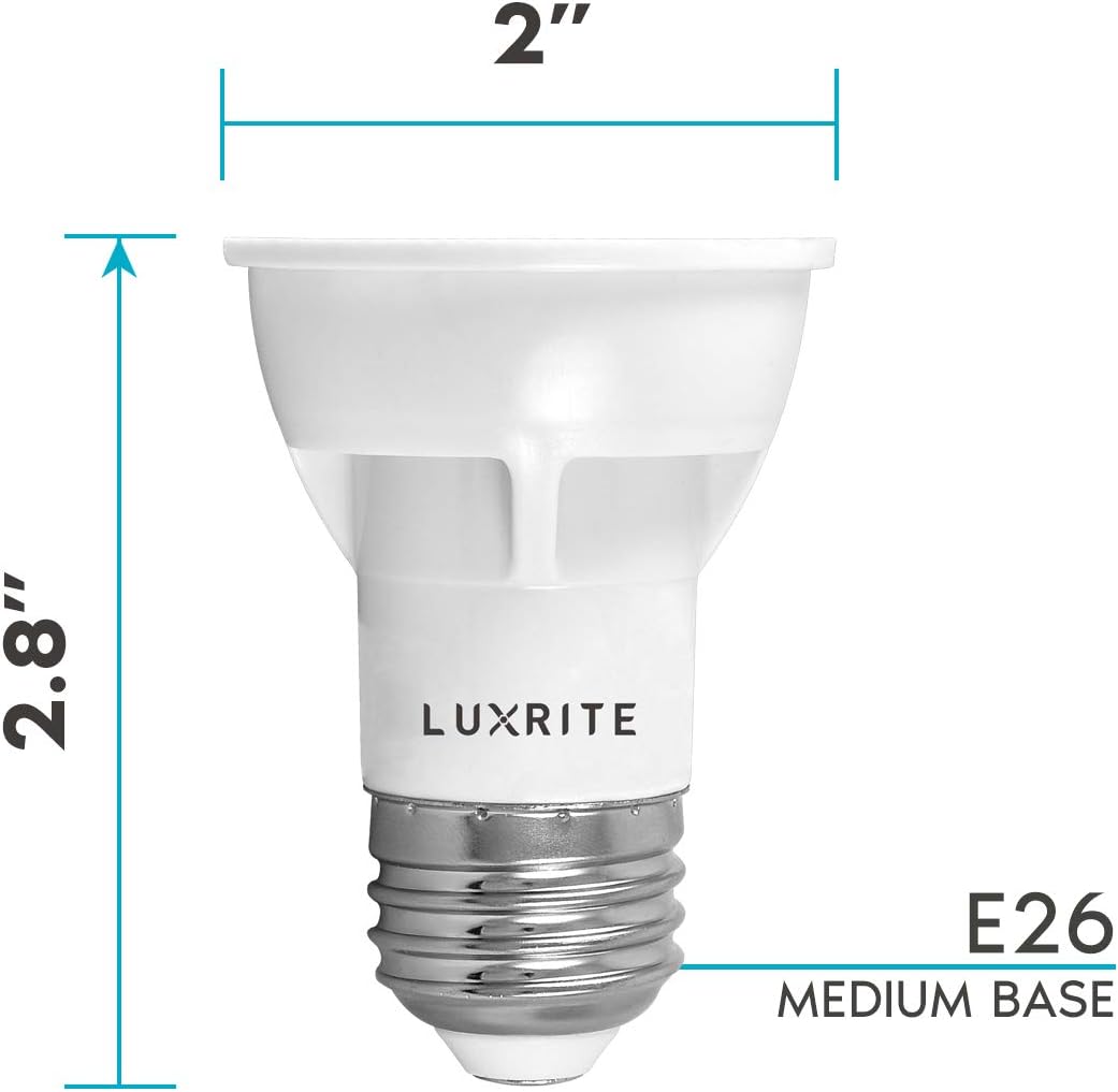 LUXRITE PAR16 LED Bulb, 5.5W (50W Equivalent), 3000K Soft White, 450 Lumens, Dimmable Spot Light, Enclosed Fixture Rated, 40° Beam Angle, ETL, Damp Rated, E26 Medium Base (6 Pack)