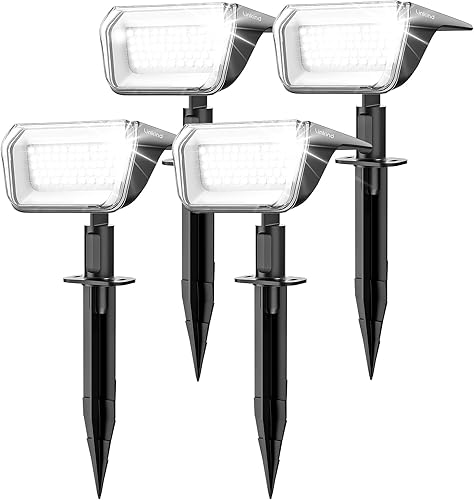 Linkind Focos solares para exteriores, 60 luces LED solares para exteriores, impermeables, IP67 con tasa de conversión del 30%, ideal para paisaje,