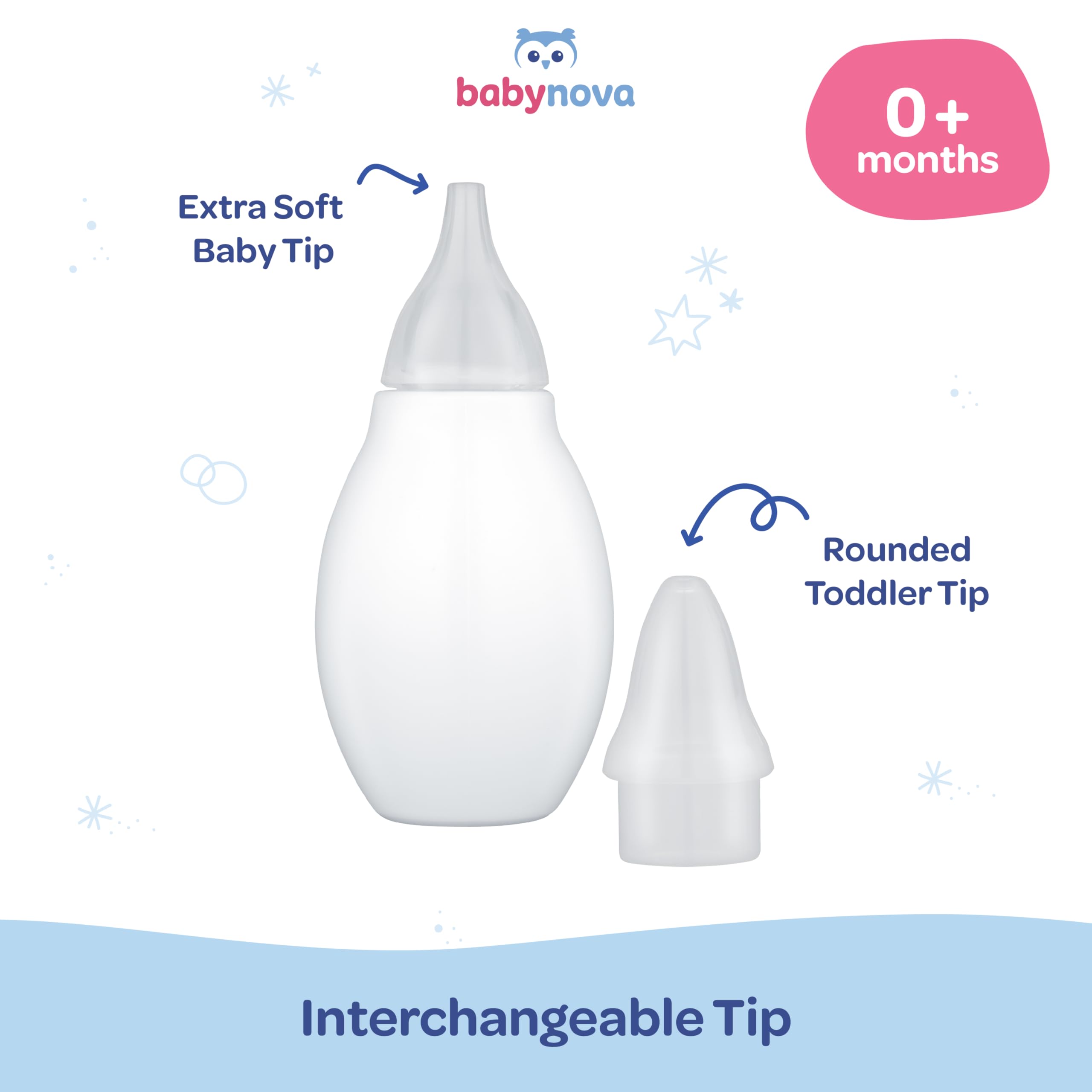 babynova Aspirateur Nasal avec Deux Embouts pour Bébés et Tout-Petits – Pour un Retrait Doux du Mucus Nasal – Sans BPA