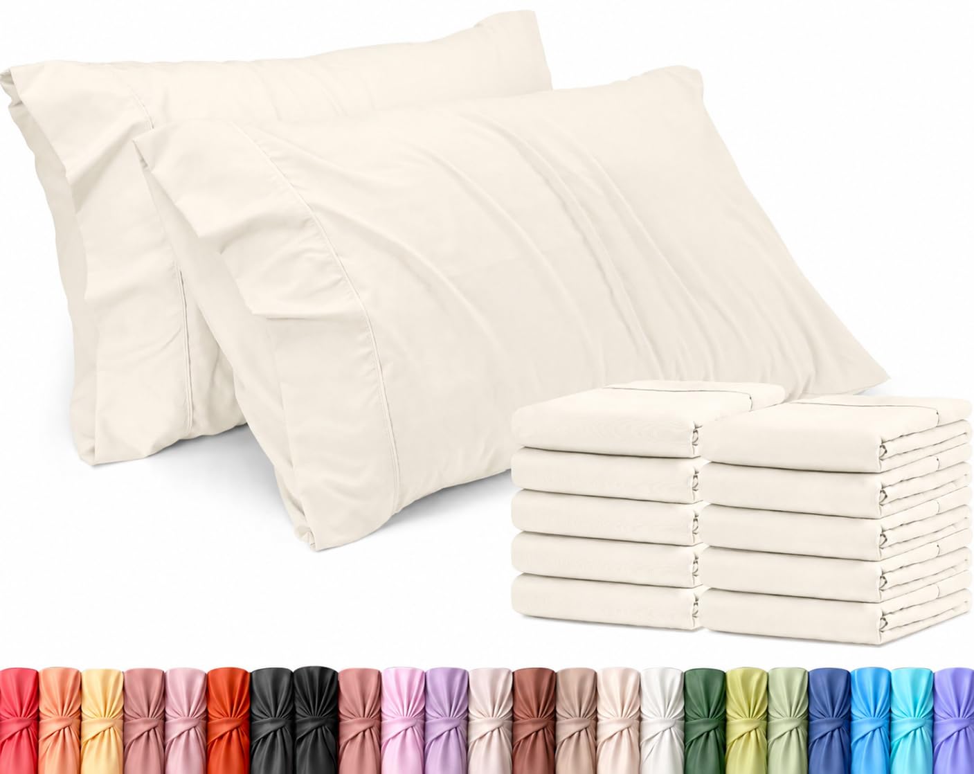 Utopia Bedding King Pillow Cases - 12 Pack - Envelope Closure - Soft Brushed Microfiber Fabric - Shrinkage and Fade Resistant Pillow Covers King Size 20 X 40 Inches (King, Ivory) — image 1