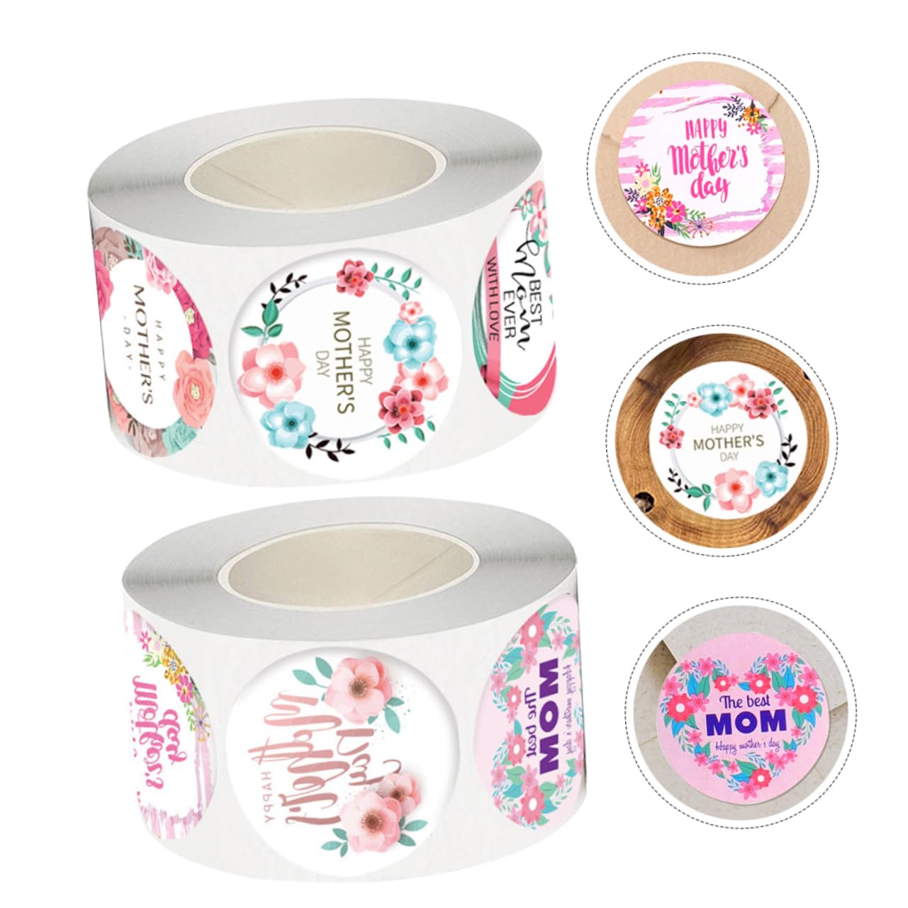 SHINEOFI 8rotoli Etichette Adesive Festa Della Mamma Di Stickers Decorativi Per Regali e Chiusura Buste Facili Da Rimuovere e Adatte Diverse Superfici