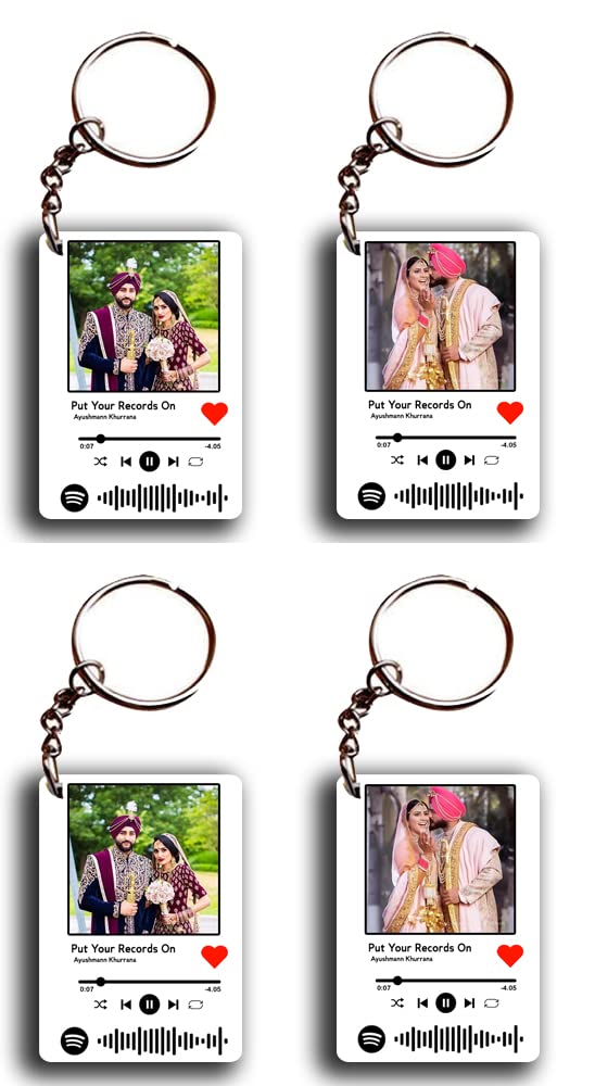 DON'T JUDGE ME Truly Customized Spotify Keychain With Song Code& Photo | Personalized Gifts With Scannable Song Code | Size -5.6 x 4.2 cm and thickness of the plaque is 4 MM (Pack Of 4)