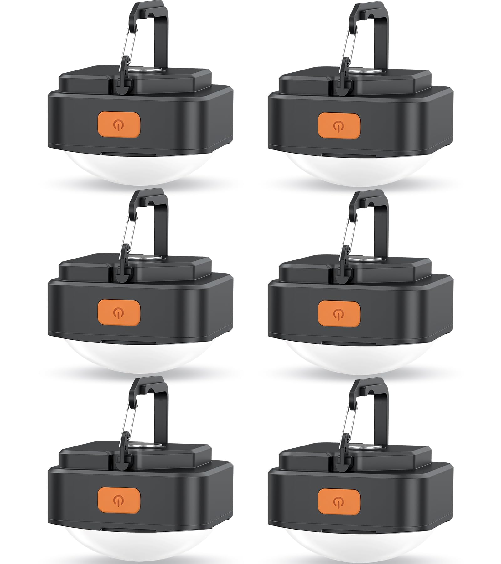 Rechargeable Camping Lights FLY2SKY 6Pcs Black Tent Lights Mini Flashlight Portable LED Camping Lantern Survival Gear Camping Accessories for Hiking Backpacking Fishing Hurricane Emergency Outage