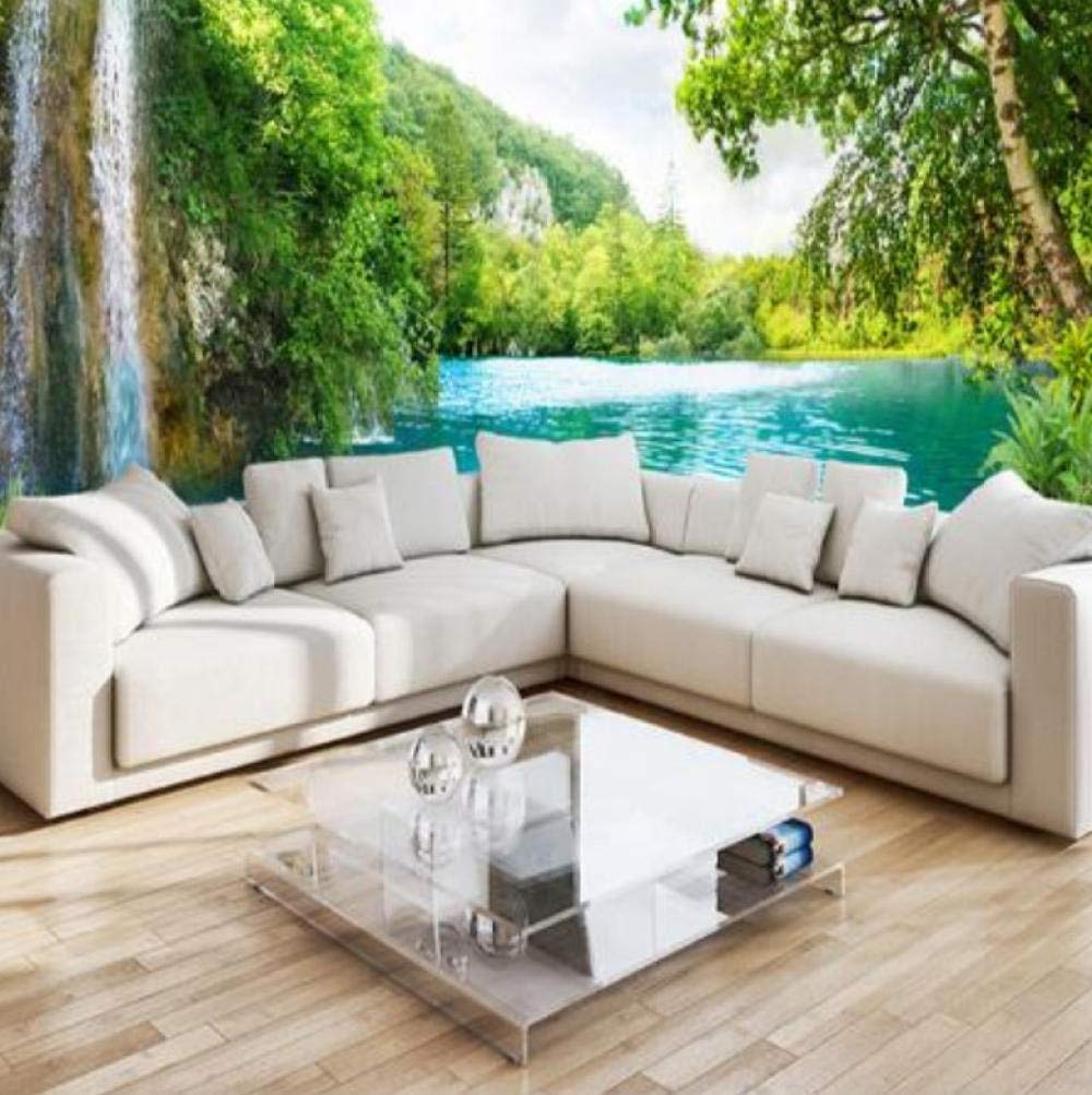 Papel pintado 3D de paisaje natural con detalles hiperrealistas de montañas y cascadas
