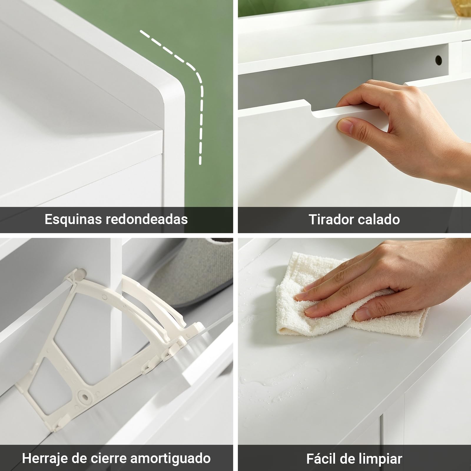 SoBuy Zapatero Estrecho con 4 Solapas – Mueble Zapatero Entrada Recibidor, Armario Zapateros Estrecho de Madera para Pasillo Estrecho y Entrada, 100x19x91 cm, Blanco FSR100-W