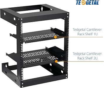 12U Wall Mount Rack Open Frame 19 Inch Server Equipment 2 Post Network Cabinet 18 inches Depth Black by Tedgetal