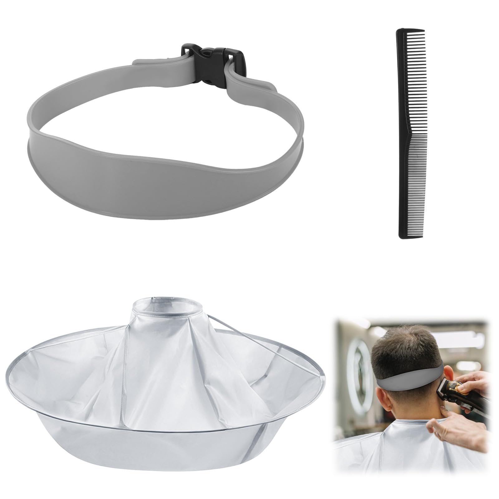 Fade Haircut Guide for Men, Self Haircut Kit for Men, Include Hair Cutting Guide & Cape Umbrella & Comb, Neckline Shaving Templat, DIY Hair Cutting