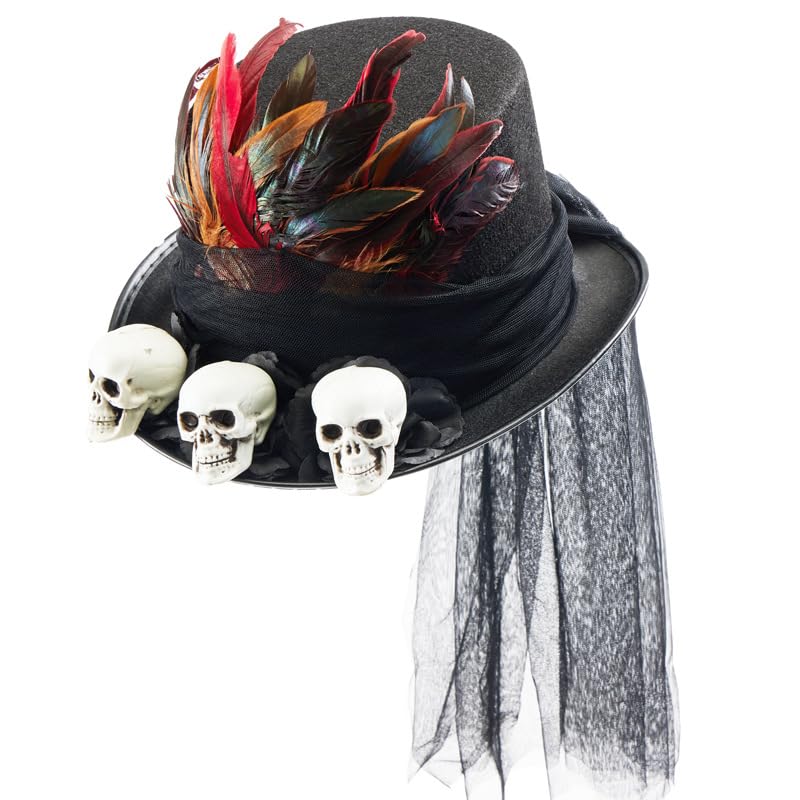 BLESSUME Steampunk Skull Hat Unisex Fancy Dress Top Hat for Carnival, Halloween, Theme Party