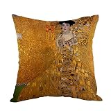 Moslion Gustav Klimts Taie d'oreiller carrée en coton et lin Motif La Dame en or 45,7 x 45,7 cm