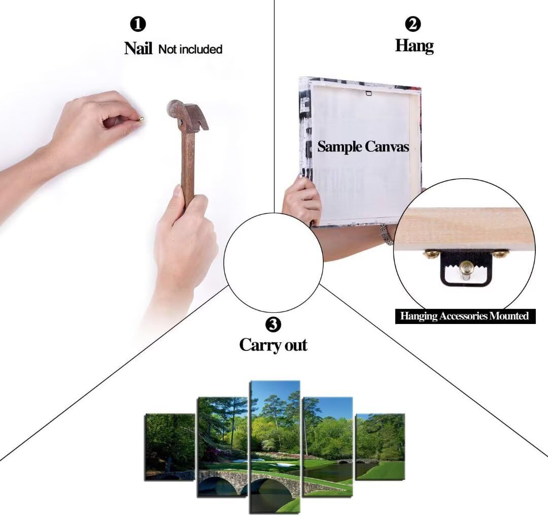 chenchenArt Augusta National Golf Course 12th Hole Wall Art Living Room Bedroom Bathroom Home Decorations Golf Course Pictures Posters Canvas Prints Modern Artwork Framed Ready to Hang(60''W x 40''H) - Image 7