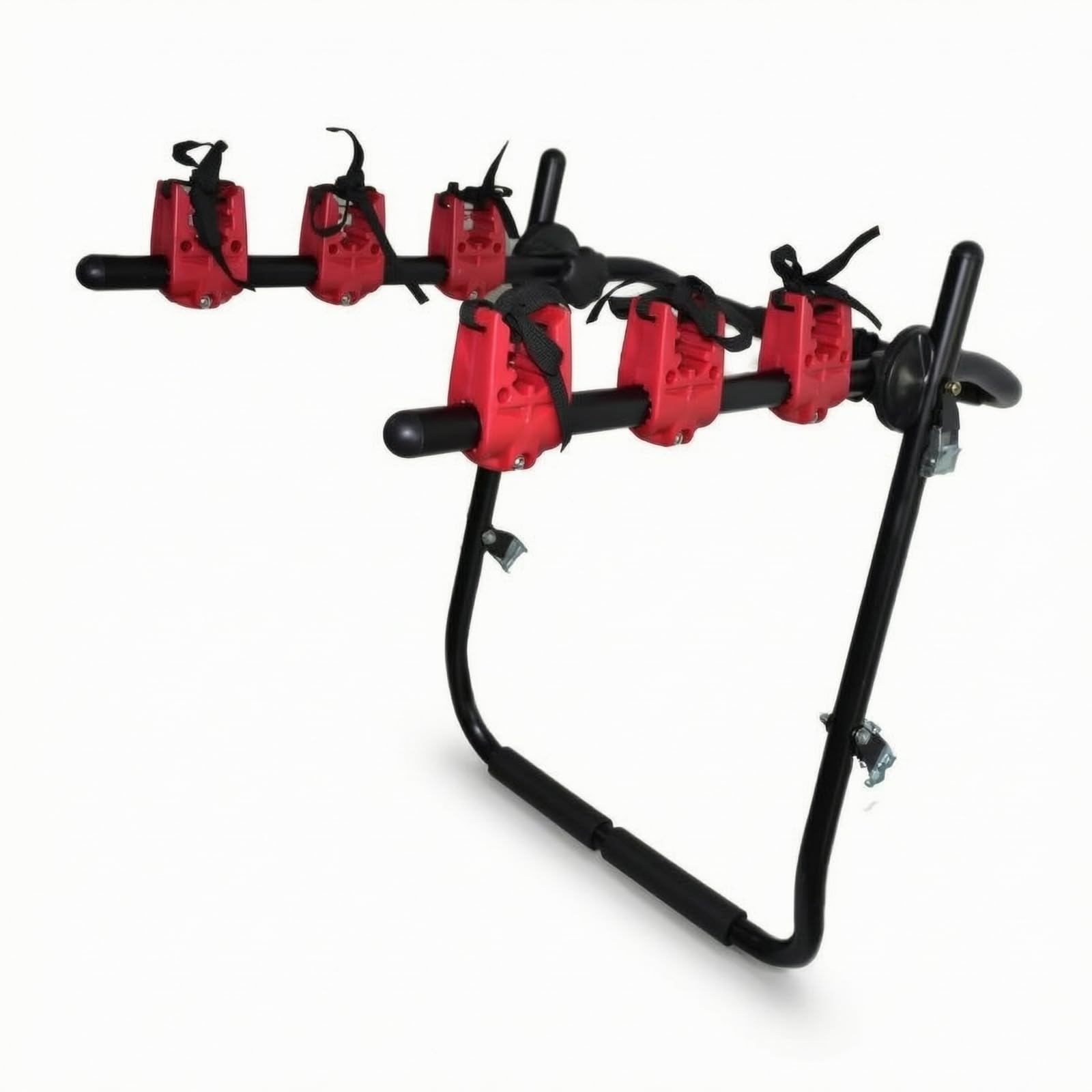 Harilla Soporte Trasero para Bicicletas Portabicicletas Coche Rack Transporte Porta Tronco Estructura Sólida Cintas Ajustables Cunas de Apoyo Acolchadas