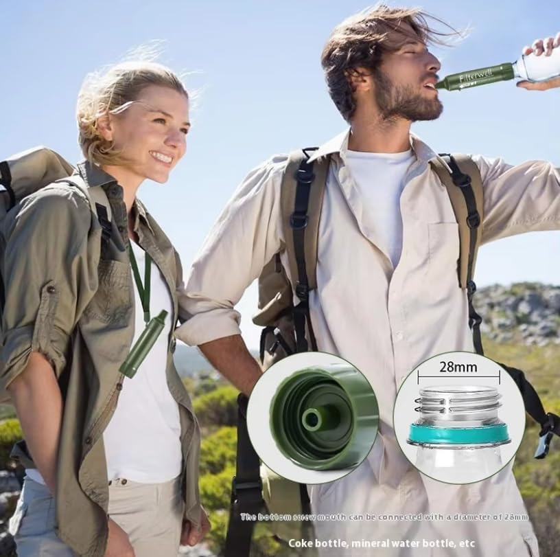 Portable Water Filter Straw,Personal Water Filter Straw, 0.01 Micron Ultrafiltration, Outdoor Water Purifier, Lightweight Outdoor Camping Emergency Survival Kit for Hiking and Travel, Outdoor Life