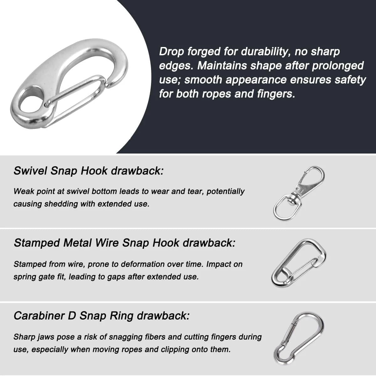 2PC Boat 316 Stainless Steel Spring SNAP Hook 4" Rigging Marine Grade 1000Lbs