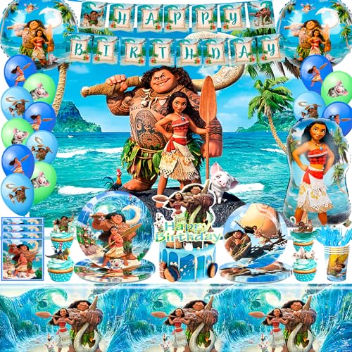 Décorations D'anniversaire Moana, Fournitures De Fête à Thème, Ballons Vaiana, Sac Cadeau, Assiette De Serviette, Décor D'arrière-plan Pour Fête D'anniversaire Pour Enfants