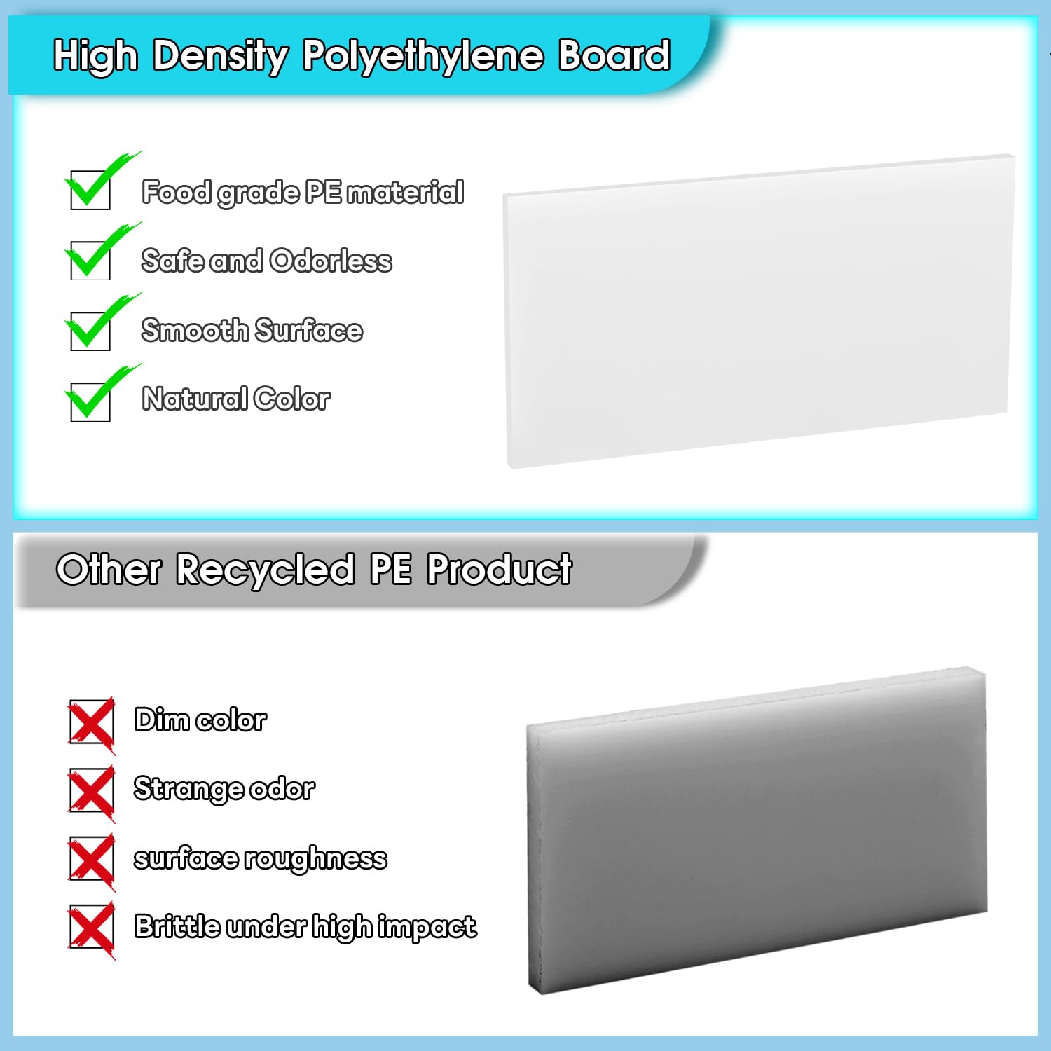 HDPE Sheet - 8" x 16" Durable Plastic Board -3