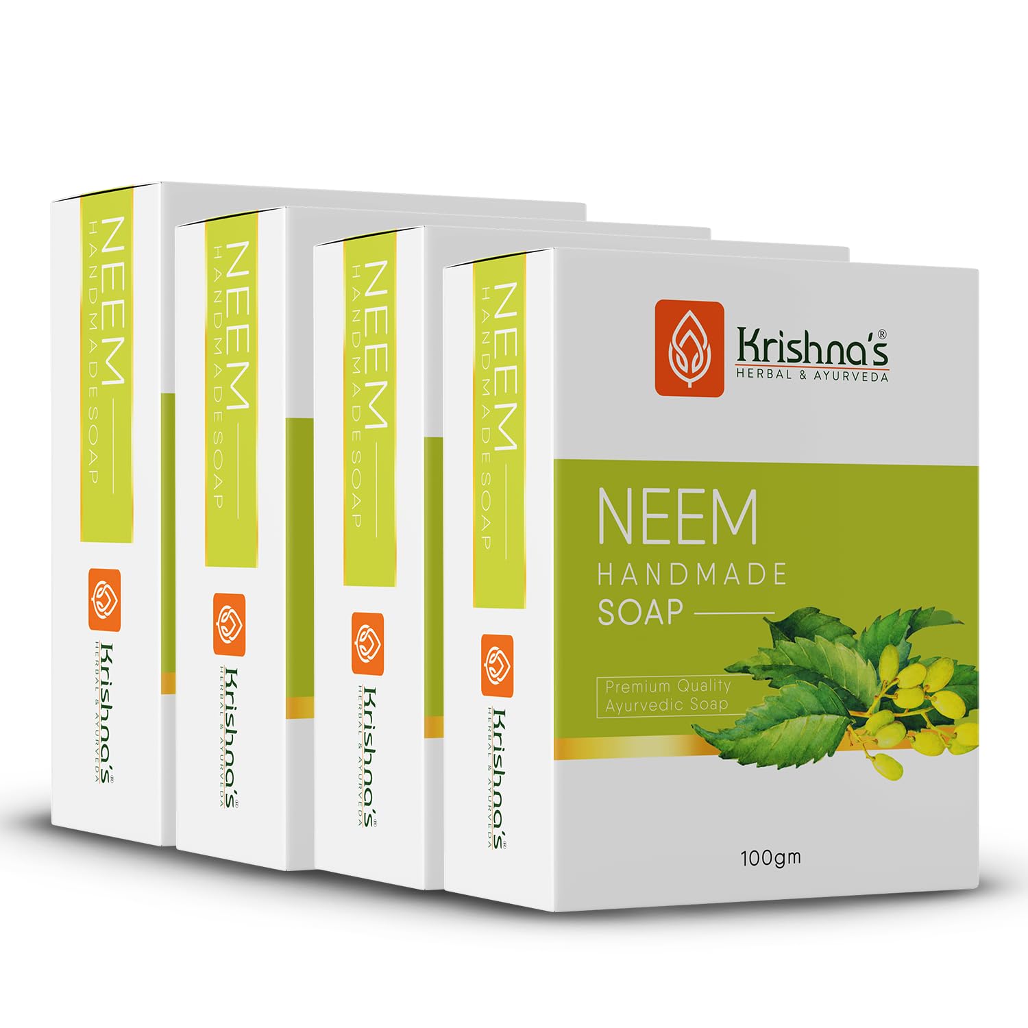 Krishna's Neem Handmade Soap - 100 g each (Pack of 4) |Neem Bathing Soap for Acne | Natural Soap with Essential Oils-picture-30