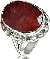 Vista 8 de Anillo de piedra preciosa de rubí natural, plata de ley 925, joyería hecha a mano para mujer, anillo de piedra natal