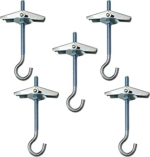5 Packs M5 Carbon Steel Plasterboard Ceiling Hooks Spring Toggle Wing Bolts Hanger Wall Ceiling Installation Cavity Wall Fixing Anchors Ceiling Hook Heavy Duty Swag Hanging Plants