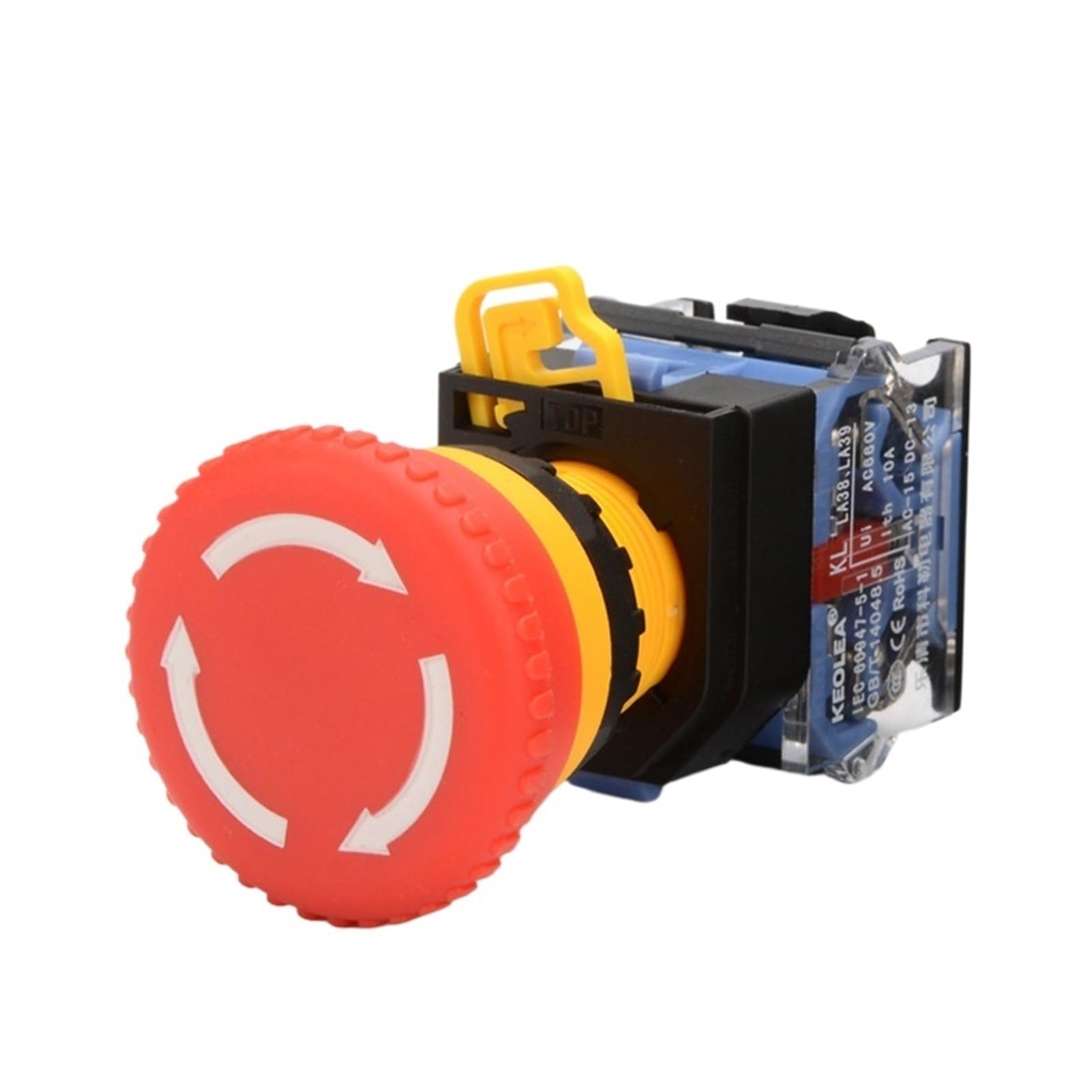 Botón de encendido de parada de emergencia, interruptor de bloqueo automático con cabeza de seta de 22mm, LA38-11ZS - 1NO 2NC, interruptor de parada por falla de energía(2NC 2PCS)