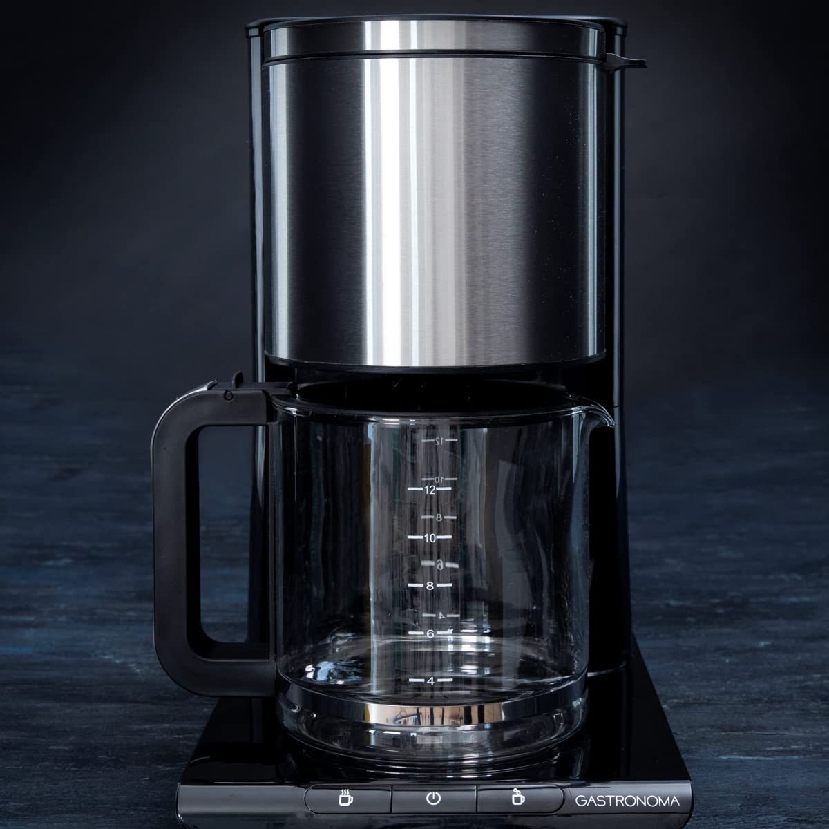 Gastronoma Cafetera de filtro 1,5 L - Cafetera negra | Termo con función de mantenimiento del calor, cafetera con sistema antigoteo, apagado automático, para 10 – 12 tazas