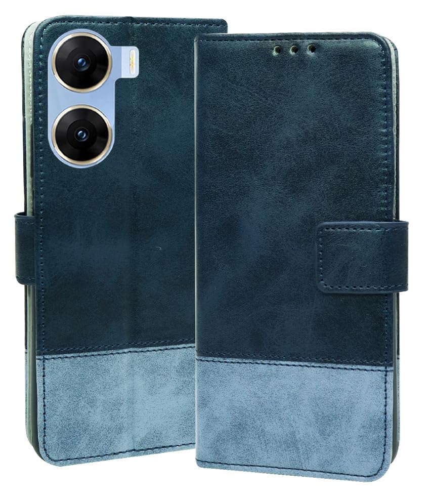SESS XUSIVE Flip Cover Case for Vivo V29E 5G Dual-Color Leather Finish Inbuilt Stand & Pockets Wallet Style Flip Case for Vivo V29E 5G - Blue & Sky Blue (B083CSLT1P) Amazon Price History, Amazon Price Tracker