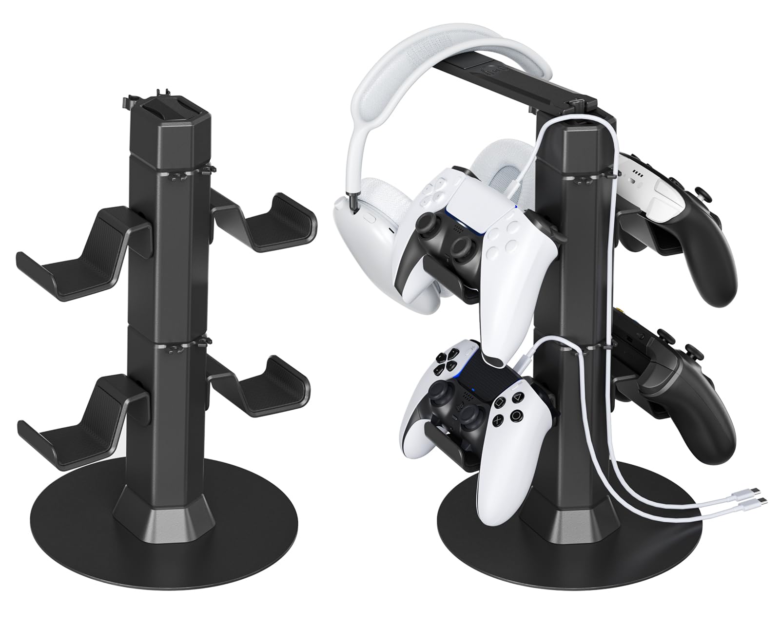 Controller Halter & Headset Halterung für Tisch, Kopfhörer Halter für Xbox/PS5/PS4/Switch mit Ladekabel Organizer, universelle Aufbewahrung Ständer, 