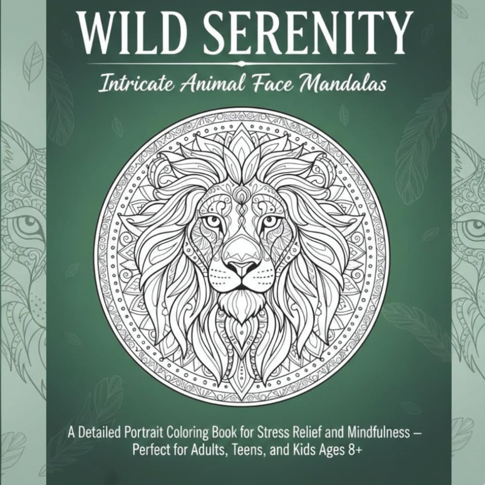 Wild Serenity: Intricate Animal Face Mandalas: A Detailed Portrait Coloring Book for Stress Relief and Mindfulness – Perfect for Adults, Teens, and ... Patterns for Mindful Coloring)