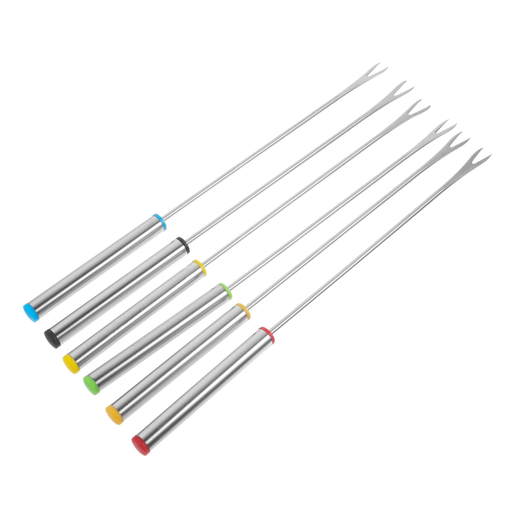 OFFSCH 6pcs Stainless Steel Bbq Forks Multi Functional Roasting Meat Skewers for Barbecues Hot Pots and Desserts Scald Design with Comfortable Grip