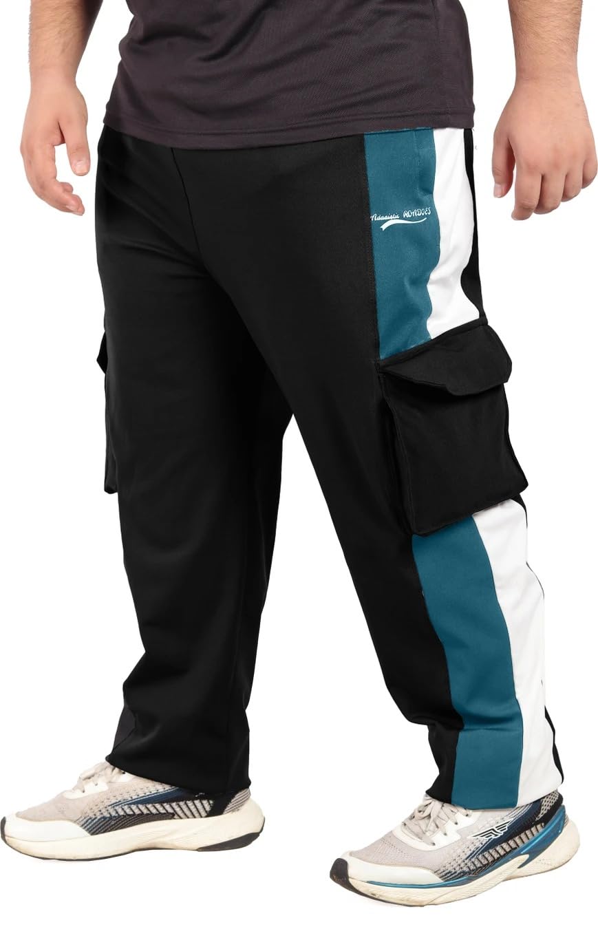 adaaistic Men’s Cargo Track Pants | Stylish Contrast Panel Lower | Comfortable Regular Fit Joggers with Side Pockets | Casual Wear for Gym Walking Travel-picture-30
