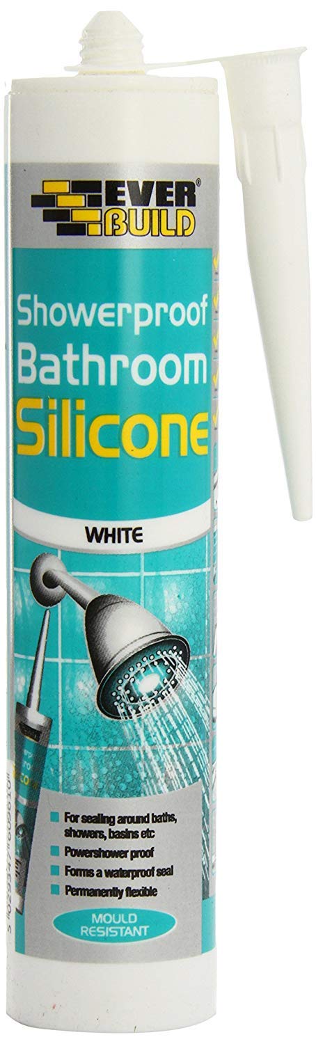 PACK OF 4 EVERBUILD White Showerproof Antifungal Bathroom Silicone Sealant