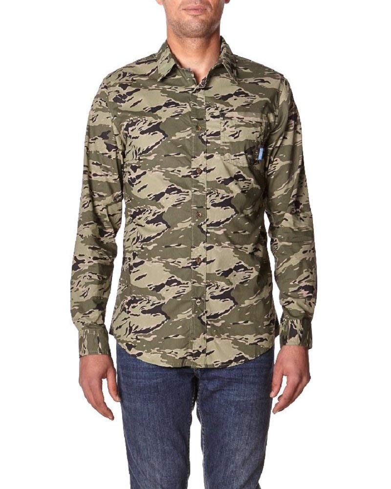 adidas Crew L/S Woven Camouflage Button Up Front Pocket 100% Cotton Men's Shirt