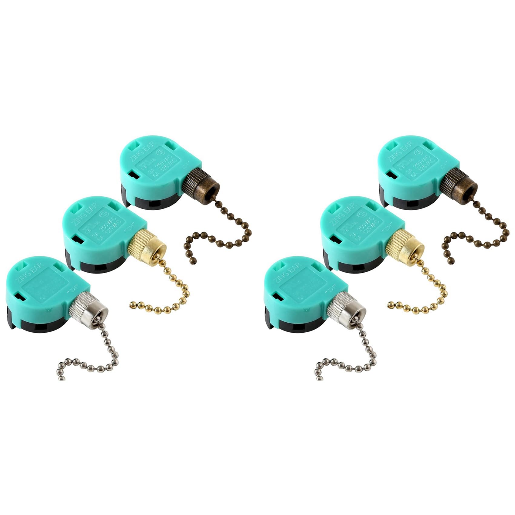 Jnchdghwa Green 6Pcs Ze-268S6 Ceiling Fan Switch 3 Speed 4 Wire For Ceiling Fans And Wall Lights Pull Chain Switch Replacement Bronze