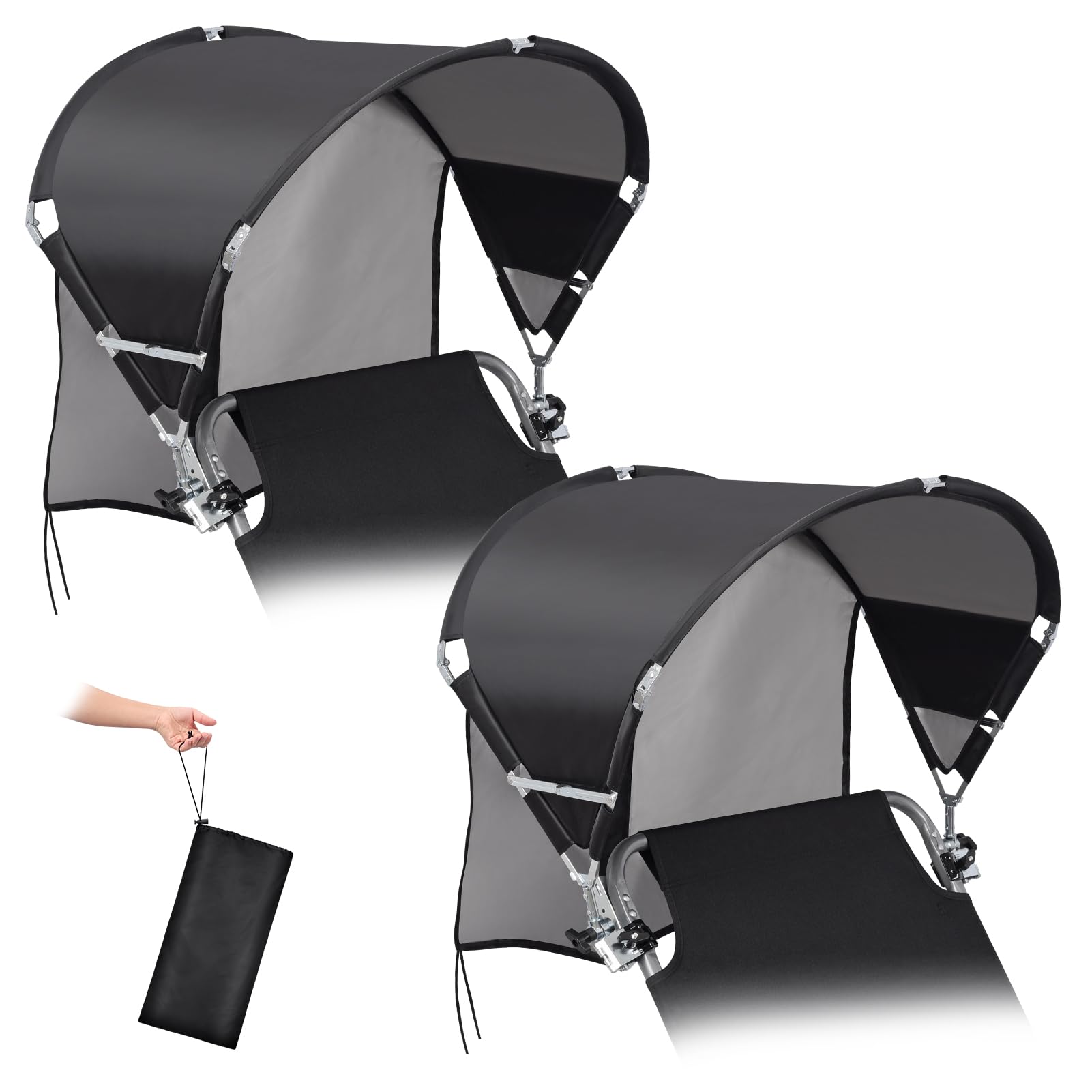Universal Wind-Resistant Chair Umbrella Canopy, Foldable Portable UPF 50+ Sun Shade Attachment with Adjustable Clamp, Fits Most Beach, Camping, Lawn, Sports, Tanning, Zero Gravity Chairs & Wheelchairs — view 25
