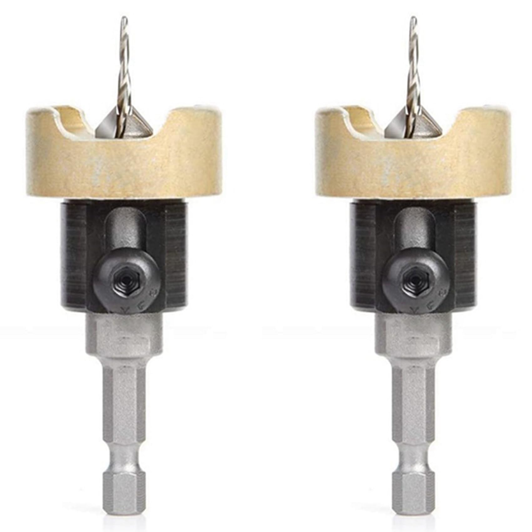 Jnchdghwa As Shown 2X Woodworking Countersink Drill Carbide Tipped Adjustable Depth No-Thrust Ball Bearing For 3/32 X1/4 Countersink Bit