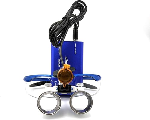 Miniatura 5 de Lupas binoculares dentales de 0.138 x 16.535 in + lámpara de cabeza LED + caja de aluminio (azul) Dental Power