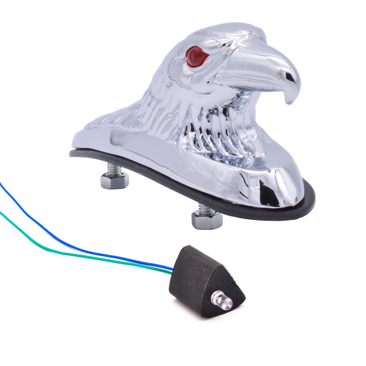 KaTur - Statuina decorativa cromata a forma di aquila, per moto, fuoristrada, per parafango anteriore, telaio e accessori per cofano