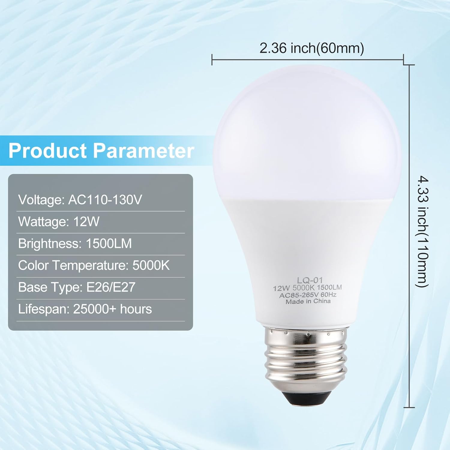 4PK Garage Door Opener Light Bulbs, 5000K Daylight, 1500LM Ultra Bright, Minimize Interference, Compatible with Most Garage Door Openers, 12W, 120V, A19 Bulbs with E26 Base