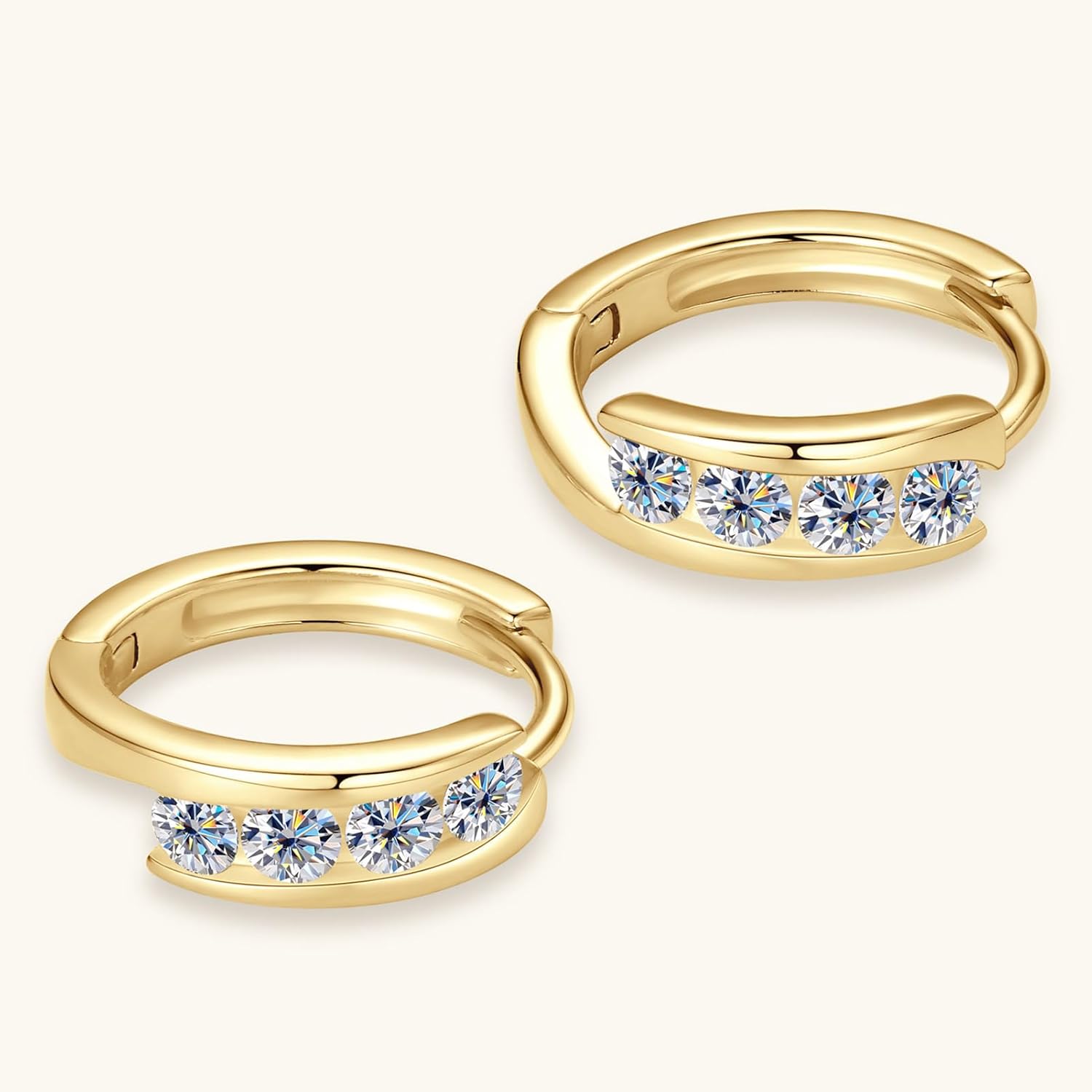 Channel Setting Moissanite Hoop Earrings for Women, 0.46cttw D Color VVS1 Clarity 925 Sterling Silver Hoop Earring for Wedding Birthday Holiday Jewelry Gifts