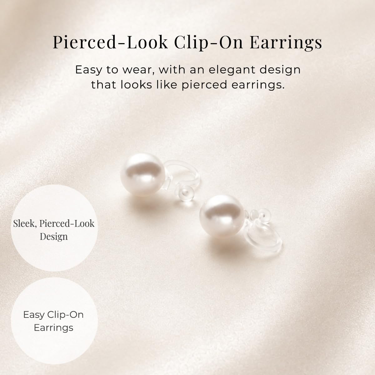 Pierced-look pearl clip-on earrings for Women | Crystal Pearl | Metal-free polycarbonate | Perfected in Japan | 10-Year Brand Warranty