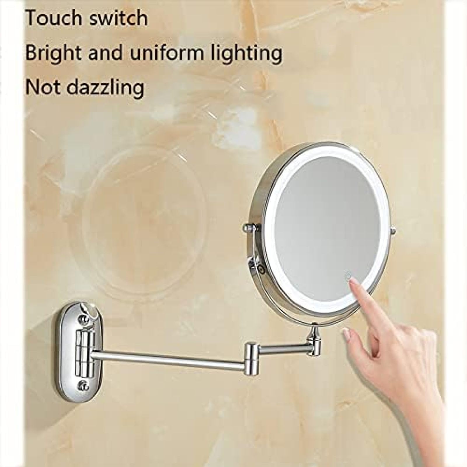 Specchio Ingranditore Da Parete X5 Da 8 Pollici, Specchi Per Trucco A LED Con 3 Modalità Colore, Girevole A 360 °, Estensibile, Ricaricabile Tramite USB,Argento,1x/7X,outstanding78