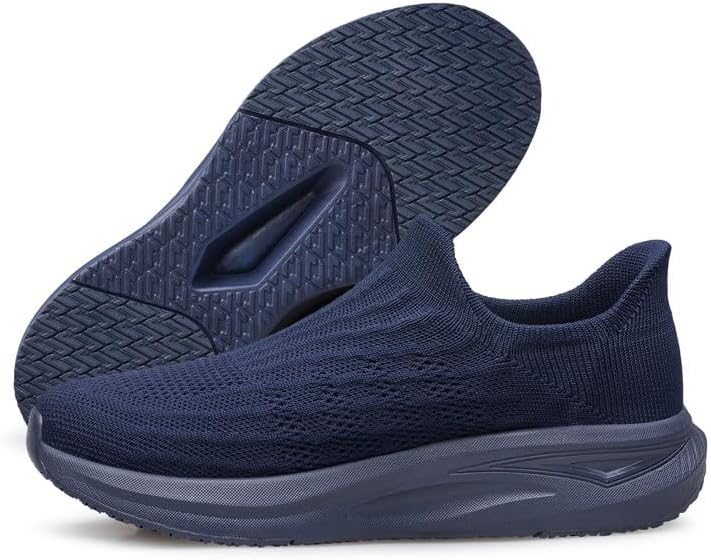 Mens Slip in Free up Hands Sock Shoes, Slip on Lightweight Walking Casual Loafers, Comfortable Breathable Shoes for Men