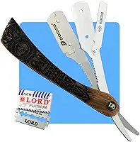 Navalhete Barbeiro Profissional Cabo Madeira Nobre Talhada Aço Inox + Case Navalha Barba Salão Masculino Barbearia