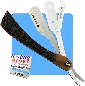 Navalhete Barbeiro Profissional Cabo Madeira Nobre Talhada Aço Inox + Case Navalha Barba Salão Masculino Barbearia