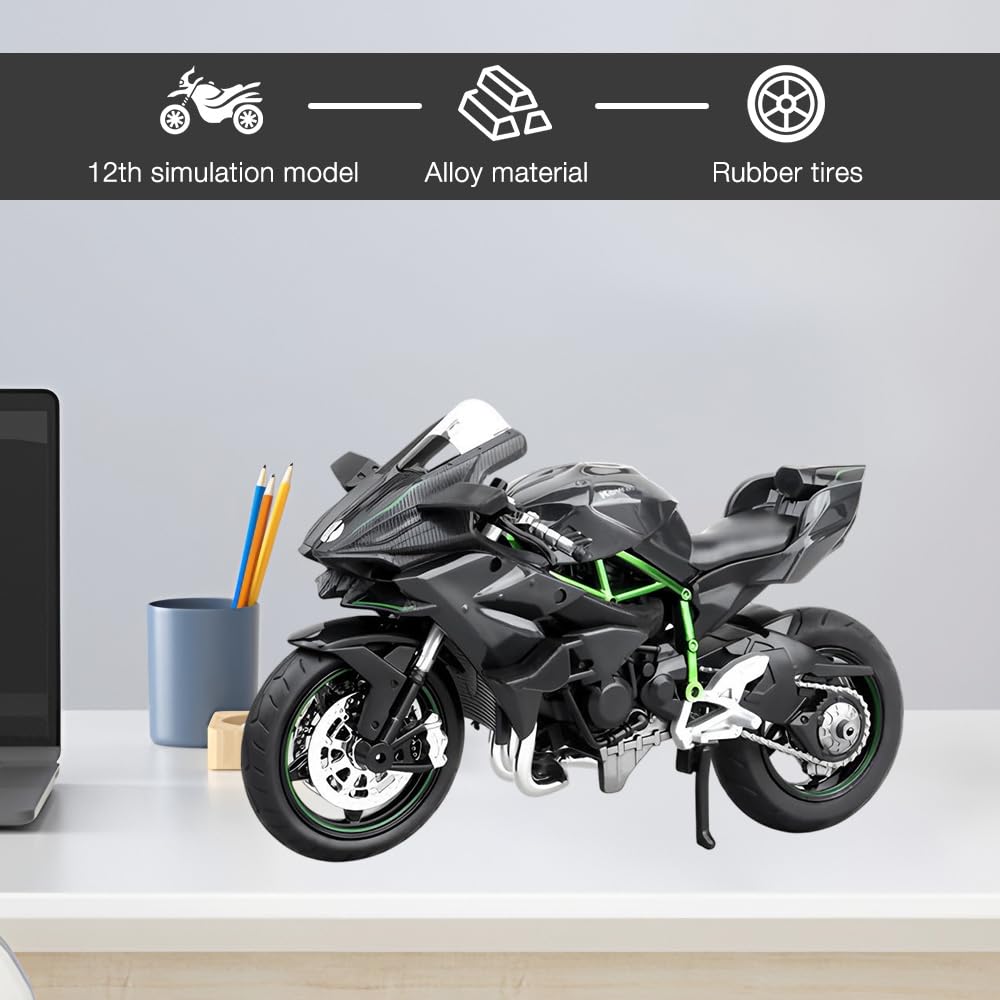 XEERUN 1:12 Motorcycle Model, Diecast Motorcycle Model, Mini Motorbike Toy with Suspension and Free Roller - Image 4