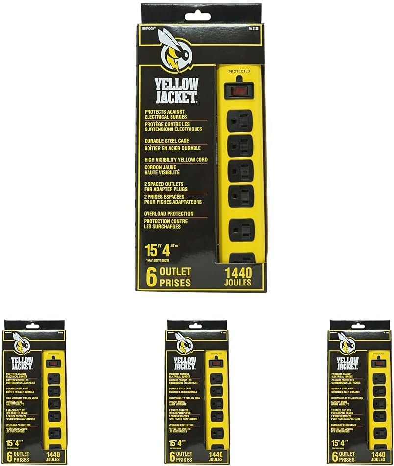 Yellow Jacket 5138N 6-outlet Metal Surge Protector Strip (Pack of 4)
