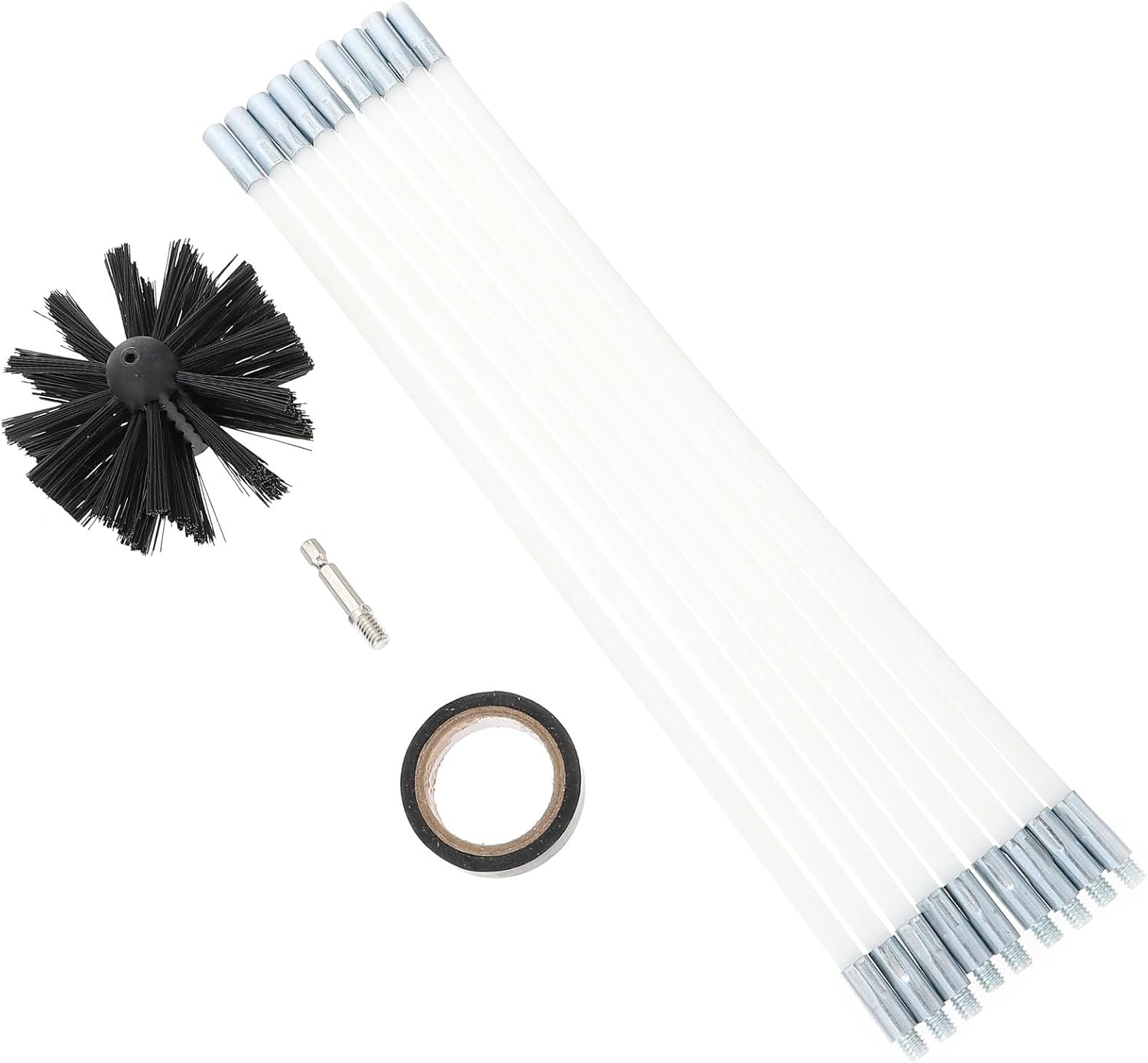 Chimney Cleaning Brush Kit with 12pcs Flexible 41cm Rods Nylon Vent Duct Brush Set for Dryer Vent and Fireplace Flue Cleaning