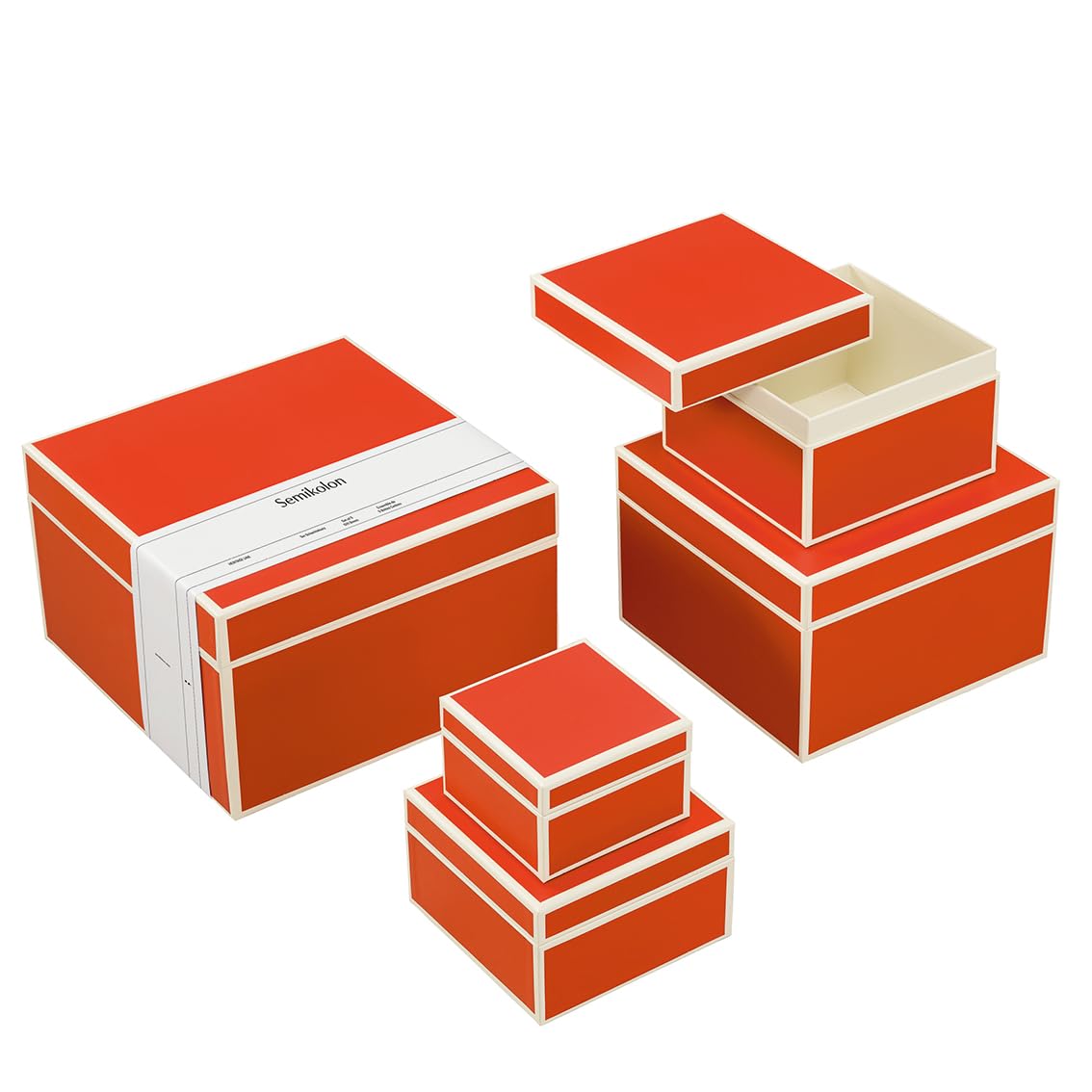 Semikolon 352169 5er Aufbewahrungsboxen - Set 5 tlg - diverse Größen - Geschenkboxen - orange orange