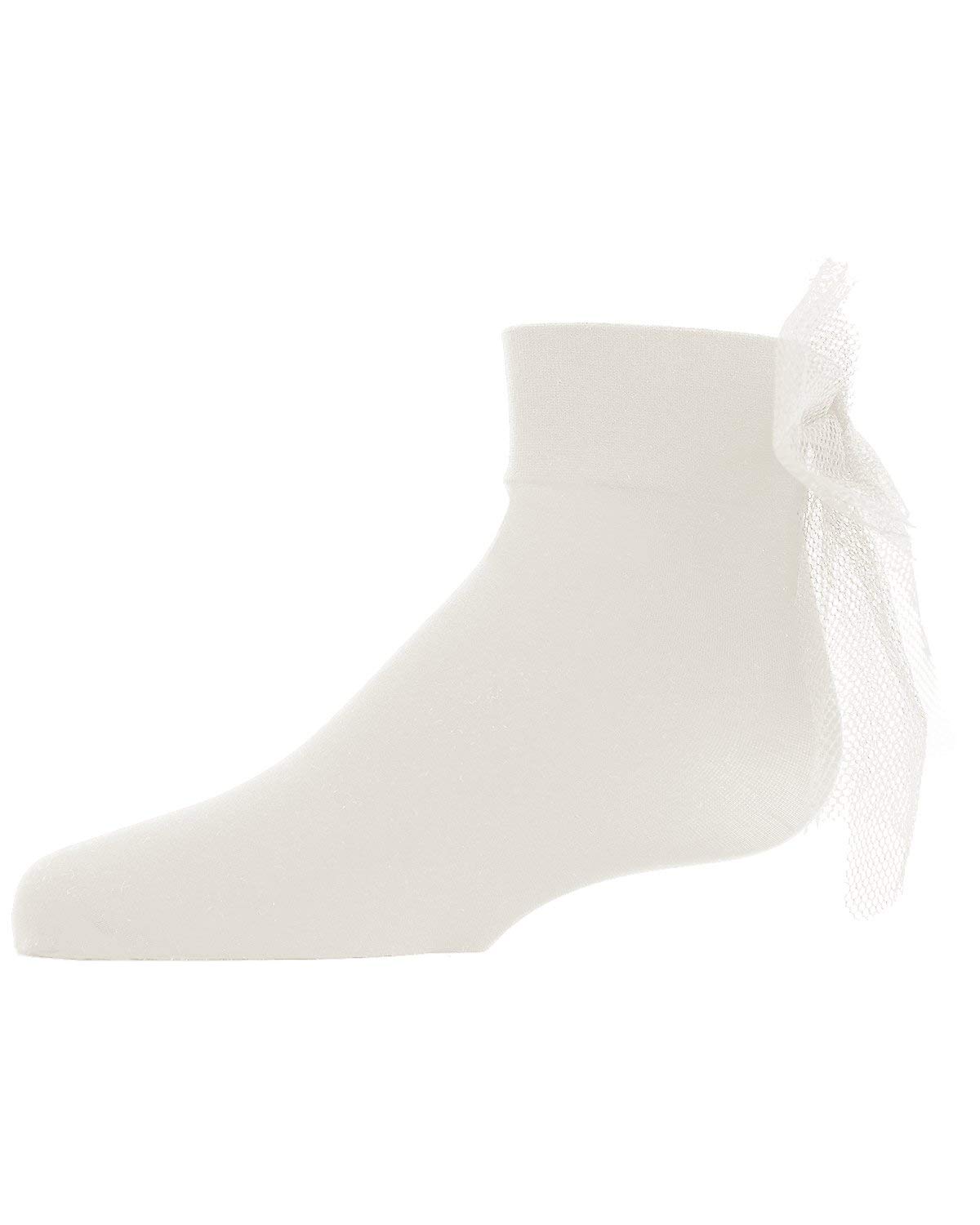 MeMoi Microfiber Tulle Bow Anklet Socks
